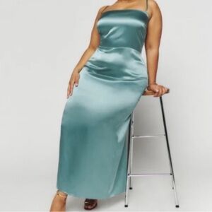 Frankie Dress reformation Elegant Green Satin Slip Dress